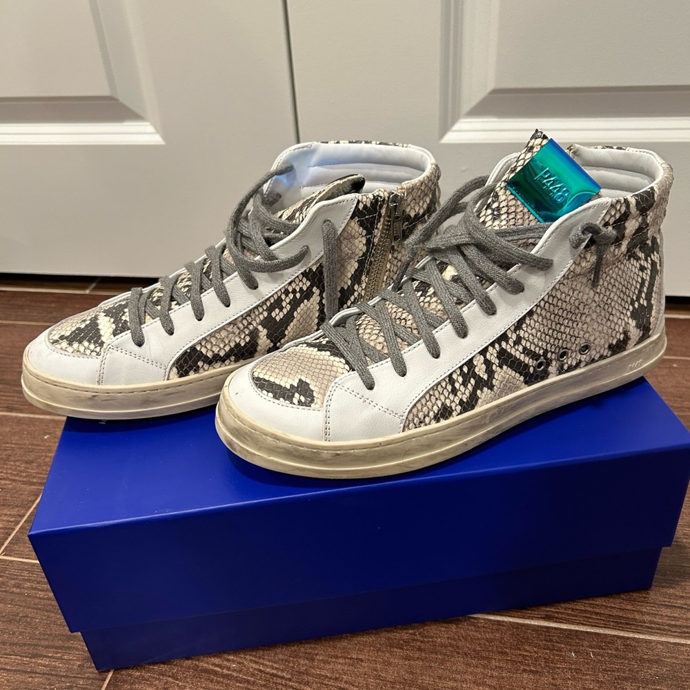 Women’s P448 sneakers - white with snake skin detail